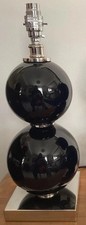 INDIA JANE  Large Stacked Two Ball Black Silver Chrome Table Lamp Light Lighting