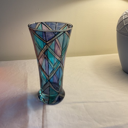 Hand painted blue - hand, vase