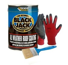 Black Jack 905 All-Weather Roof Coating with Brush & Gloves Fast Drying Weather