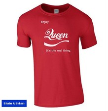 Queen parody T-shirt Freddie Mercury cola The Real Thing drink retro rock music