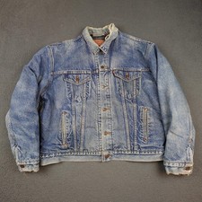Vintage Levis Jacket Mens Large Blue Denim Blanket Lined Trucker 70506 80s