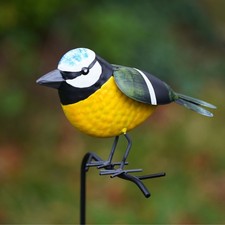 Blue Tit on Stick Metal Garden