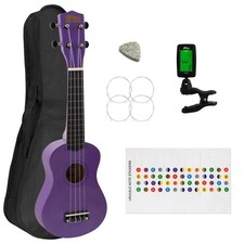 Soprano Ukulele for Beginners in Purple with Uke Bag & Tuner