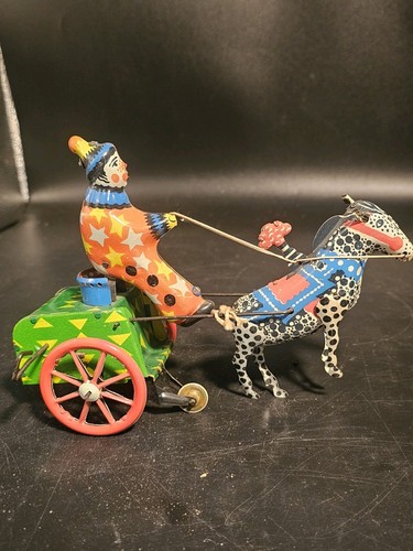 Tin windup donkey clown - windup,
