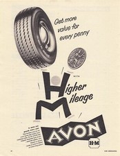 Vintage 1959 advert Avon tyres, longest wearing tyre, Centre Grip pattern  (CM)