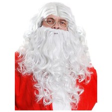 SANTA WIG & BEARD QUALITY DELUXE CHRISTMAS FANCY DRESS COSTUME FATHER XMAS 