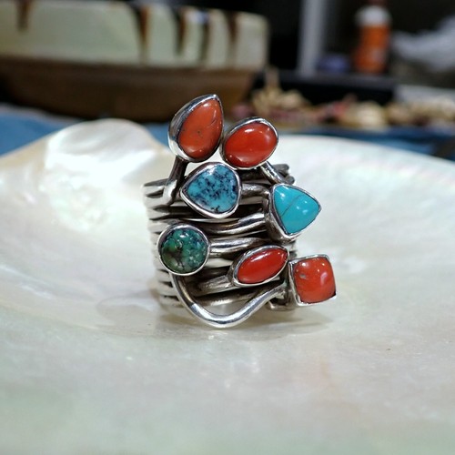 Coral turquoise ring native - ring,