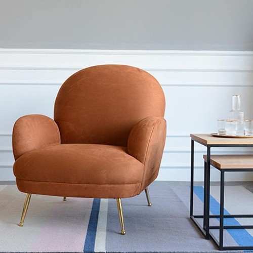 Juno brown velvet armchair - velvet, |