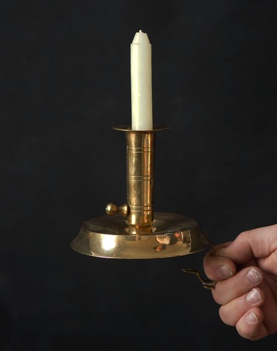 Antique brass chamberstick - brass,