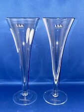 2 X LSA INTERNATIONAL HANDMADE CHAMPAGNE FLUTES GLASSES JAZZ WHITE CLEAR ELEGANT