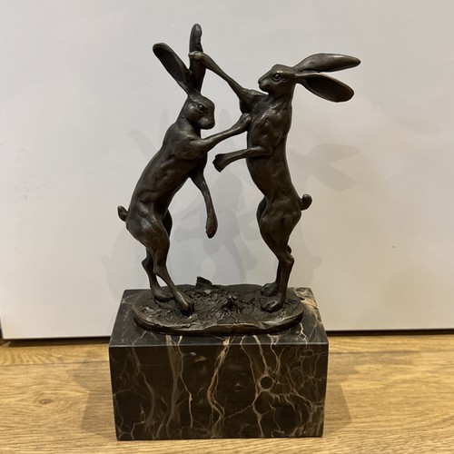 Bronze boxing hares - boxing,