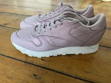 Ladies Reebok Classics Pink Pearlescent Leather Running Trainers Size UK 5