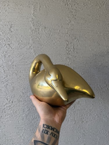 Vintage brass sleeping swan - brass,