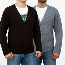 Mens Waffle Knit Cardigan