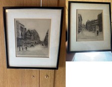 Pair of Etchings by W Edwin Law. Framed. Manchester/London 24cm X 27cm