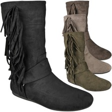 Pixie Flat Boots Tassle Ladies