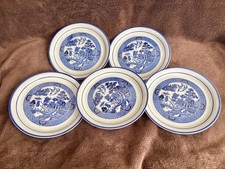 Set of 5 Arklow Pottery Ireland “ Willow" Pattern Blue & White Salad Plate 10.5"