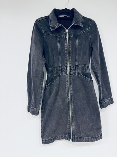 Primark black denim zip - primark, front