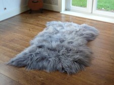 Large  3 Skin Icelandic Soft Long Wool Sheepskin Rug Grey