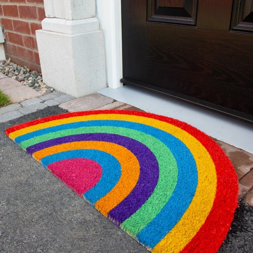 Rainbow coir doormats - doormats, half