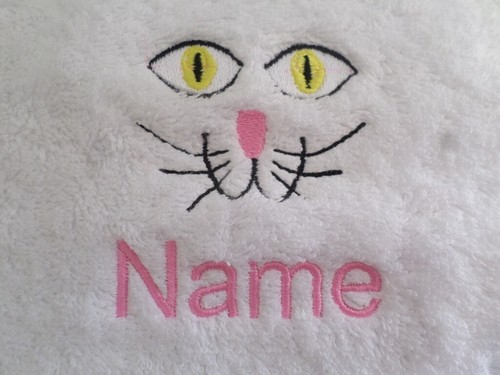 Cat face design embroidered - embroidered, on