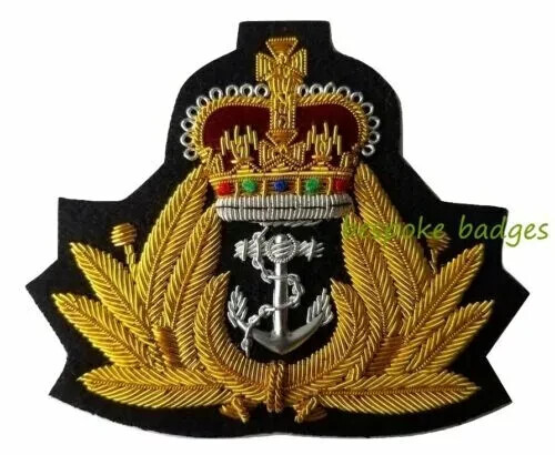 Badge navy queens crown gold - badge,