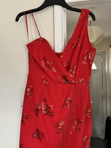 Red asymmetric fringe - fringe, cold