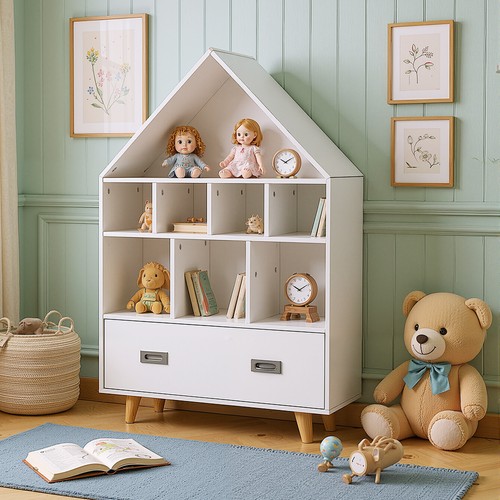 Kid house shaped bookcase - house,
