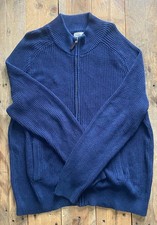 L.L. Bean Full Zip Cardigan - Navy Blue - XL - Cotton