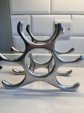 Wine Rack Holds 6 Bottles Silver Metal Good Condition Retro