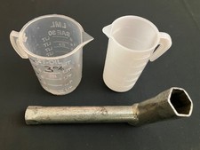 Lambretta  Vespa Petrol Oil Mix Measuring Jugs x 2 Spark Plug Tool Remover.