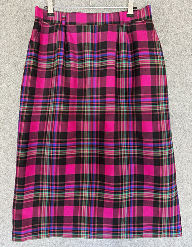 Vintage wool tartan skirt pink - vintage,