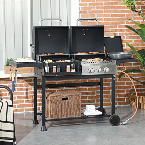 Dual fuel bbq - dual, charcoal