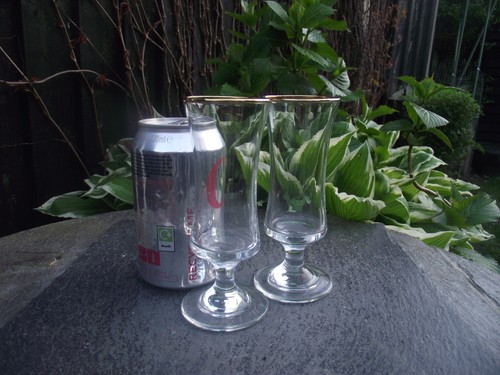 Two vtg clear glass gold - vtg,