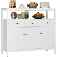 Buffet Sideboard Kitchen Storage Cabinet 3 Drawer 3 Door White Unit Dining Room