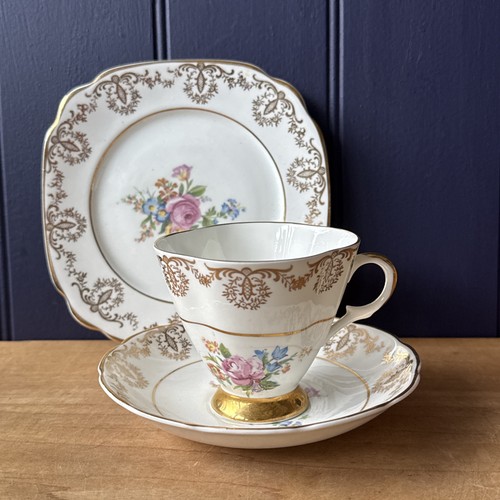 Vintage bone china tea trio - tea,