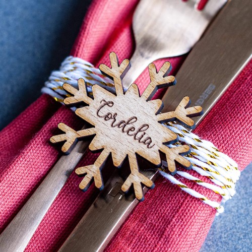 Wooden personalised snowflake - wooden,