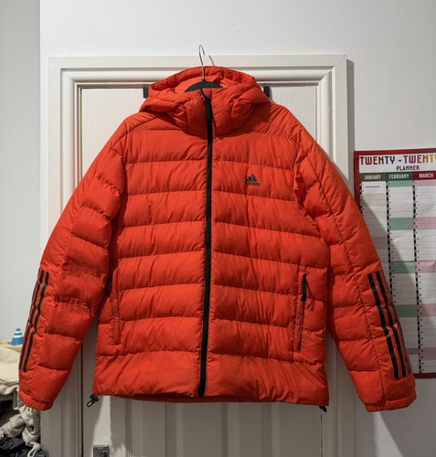 Adidas orange hooded puffer - adidas,