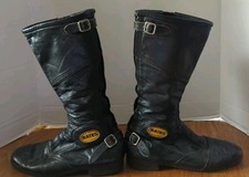 Vintage Bates Fast Lane Boots Sz 9.5 Black Motorcycle Cafe Road Race Superbike