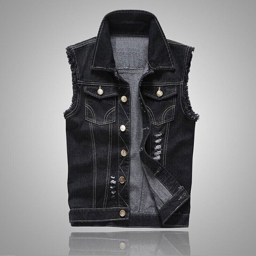 Mens ripped denim vest - mens,
