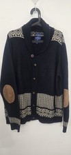 Officers Club Knitwear Mens Navy Blue Traditional Cardigan Elbow Patches XXL 