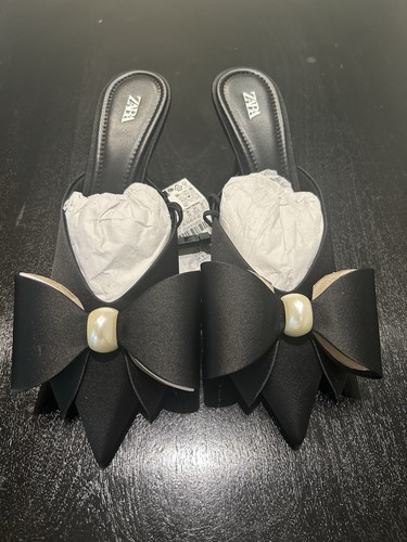 Zara black satin heels - black, uk