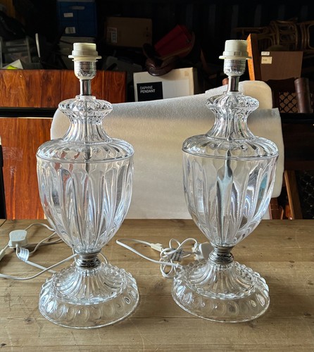 Pair clear ribbed glass - a,