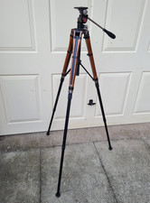 Vintage Very Large Heavy Duty Telescopic Camera Tripod In Metal & Wood Effect.