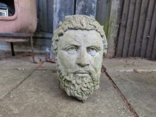 Stone Garden Head Faun Greek Roman style heavy 