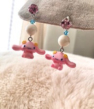 Pink PORON Baby Cinnamoroll  Sanrio Japan Hello Kitty Earrings Swarovski Pearls