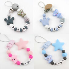 Personalised Dummy Clip Silicone Pacifier Holder Soother Chain Strap Shower Gift