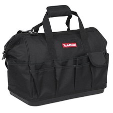 18 inch Heavy Duty Tool Bag Multi Purpose Storage Multi-Pocket & Hard Base Black