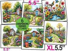 Gardening Themed Cardmaking Card TOPPERS Male/Female Scrapbooking XL 5.5" Tags