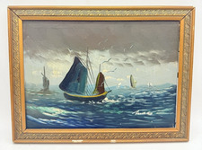 Vtg Signed Nautical Seascape